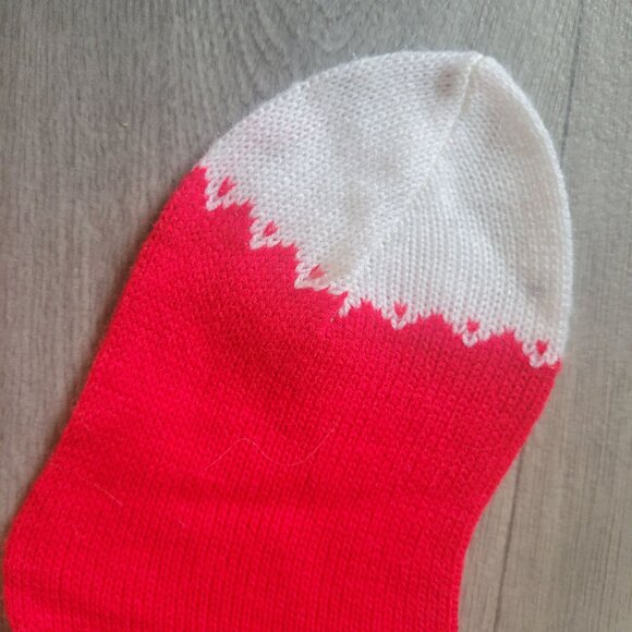 Vintage ROC Christmas Knitted Stockings Set Of 2 Angel & Bear Designs Red/White - Picture 2 of 9